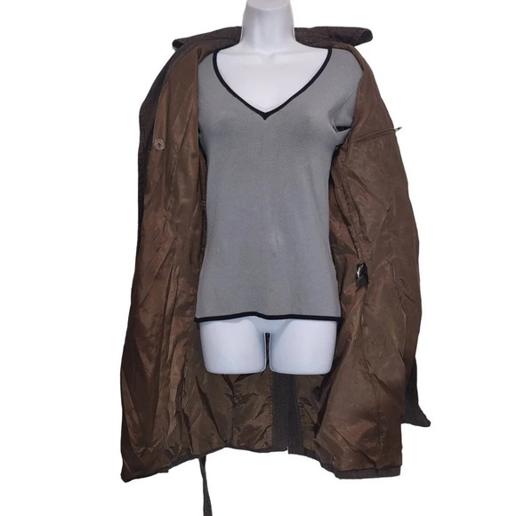 H&M Plaid Y2K Double Breasted Plaid Belt Tie And Pockets Trench Coat - Picture 15 of 16